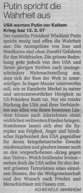 13.2.2007 Basler Zeitung CH